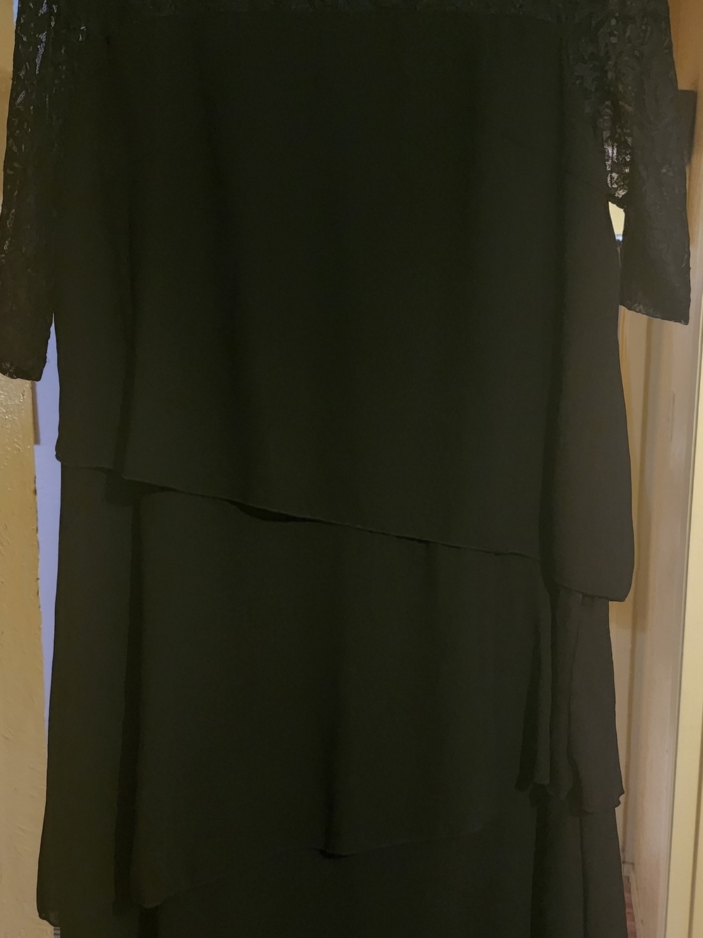 Shein Elegant Black Layered Lace Sleeve Dress Plus Size
